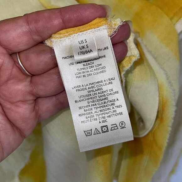 We The Free Womens Washed Away Windowpane Tie Dye Button Up Shirt Yellow Small - Picture 7 of 10